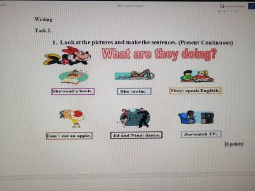 Task 2. 1. Look at the pictures and make the sentences. (Present Continuous)