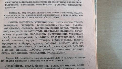 очень надо дз с украинского, 27 упражнения