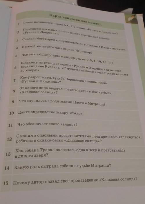 Карта вопросов для команд 1С чего начинается поэма А.С. Пушкина «Руслан и Людмила»?Перечисли реальны