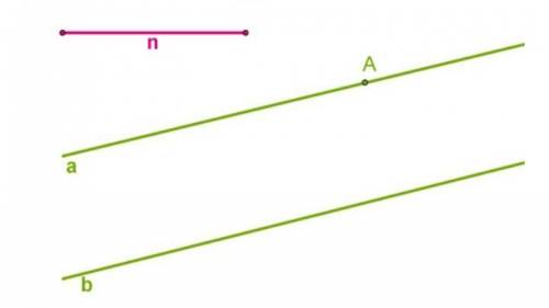 Даны параллельные прямые a и b, точка A (на одной из прямых) и отрезок n. Найди точку на другой прям