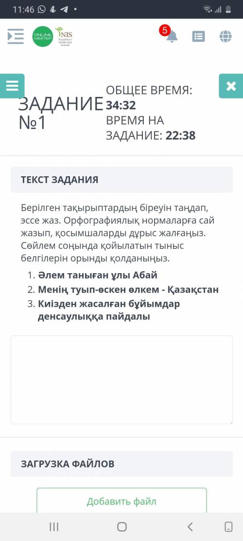 Берілген тақырыптардың біреуін таңдап, эссе жаз. Орфографиялық нормаларға сай жазып, қосымшаларды дұ