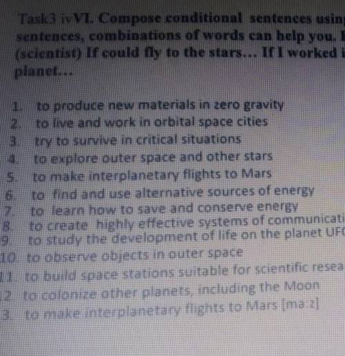 Task3 iv VI. Compose conditional sentences using the Subjunctive Mood and add your own sentences, co
