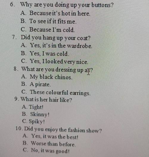 II. Complete the conversations. Choose the best answer (A, B or for each space. SHOPPING AND FASHION