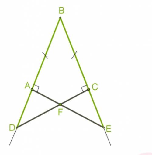 На сторонах угла ∡ ABC точки A и C находятся на равных расстояниях от вершины угла BA=BC. Через эти