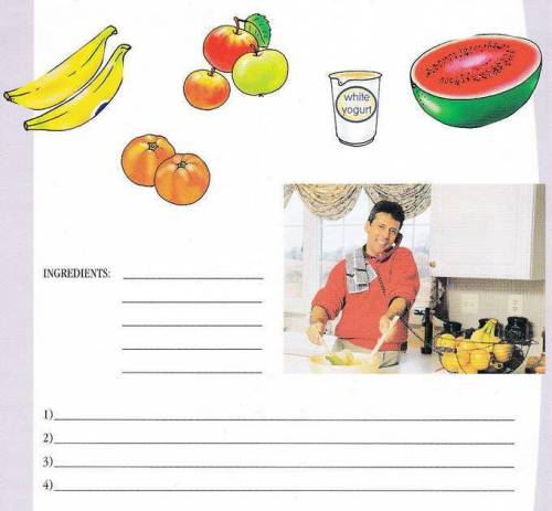 Write the recipe of a simple salad. Use the fruits in the picture. d.jpg Примечание: Read the task c