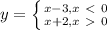 y=\left \{ {{x-3,x\ \textless \ 0} \atop {x+2,x\ \textgreater \ 0}} \right.