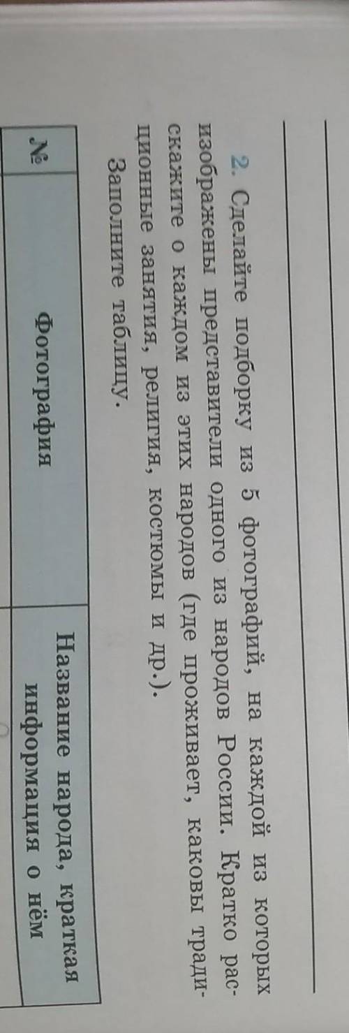 2. Сделайте подборку из 5 фотографий, на каждой из которых изображены представители одного из народо