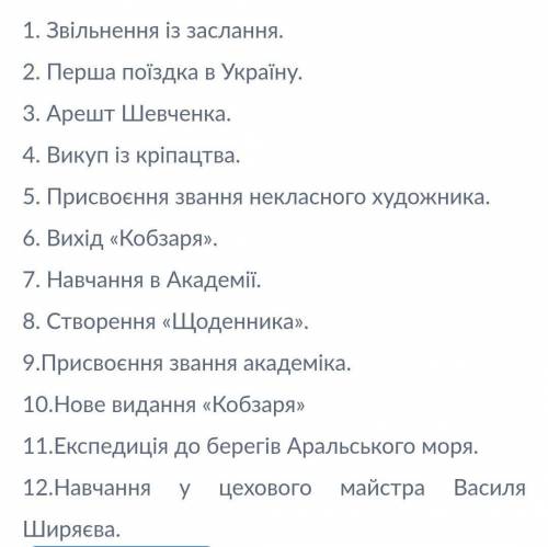 Установіть у хронологічному порядку аж