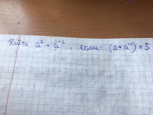 , найдите значение выражения. Задание во вложении а^2+а^-2; если (а+а^-1)=5