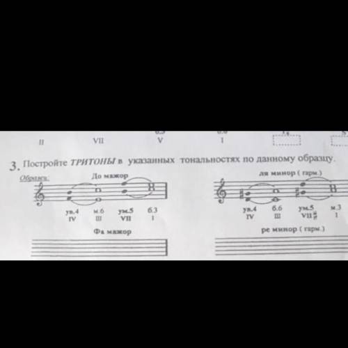 3. Постройте ТРИтоны в указанных тональностях по данному образцу