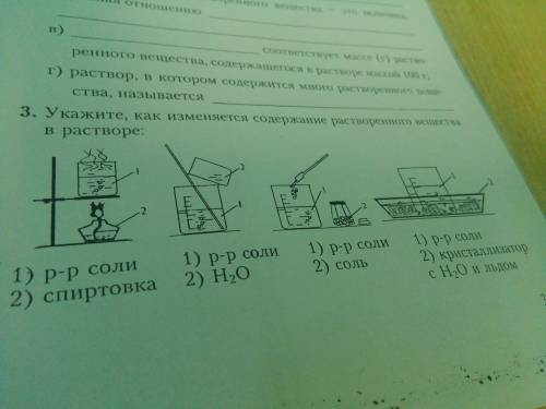 Как изменяется содержание растворенного вещества в растворе р-р соли и спиртовки