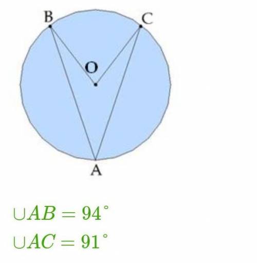 Найти: угол BOC и угол BAC.​