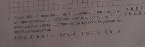 А Б В Г Д 2. Точку мі: -2) перемістиди на 3 одиничні відрізки в напрям-ку, протилежному до добратног