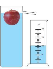 A) По изображению определите объем воды, вытесненной яблоком в мерном цилиндре. b) По изображению оп