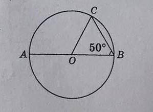 Діаметр АВ утворює з хордою ВС кут 50 градусів. Чому дорівнює градусна міра Кута АОС​