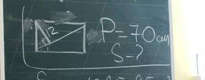 дано прямокутник, висота проведена до діагоналі дорівнює 12 см. периметр = 70 см. знайти площу