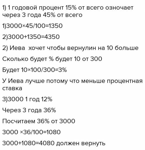 Задание 1 Петеритис взял в банке ссуду в размере 3000 евро сроком на 3 года с простой процентной ста