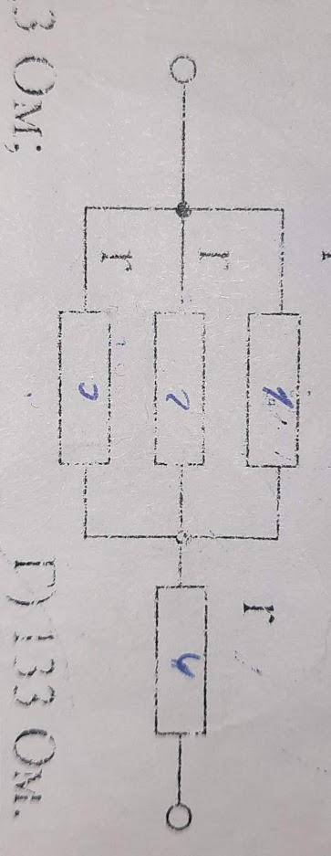 4 резистори з опорами по 100 ом з'єднали так, як показано на схемі. Знайти загальний опір.