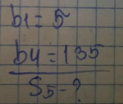 B1=5 b4=135 S5-? решить прогрессию ​