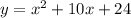 y = {x}^{2} + 10x + 24