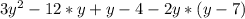 3y^{2} -12*y+y-4-2y*(y-7)