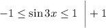 -1\leq\sin 3x\leq1\enspace \bigg|+1