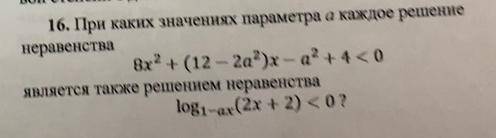 При каких значениях параметра a каждое решение неравенства является также решением неравенства