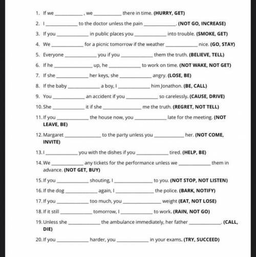 Complete the sentences￼ with the correct from of the verb given