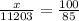 \frac{x}{11203} =\frac{100}{85}