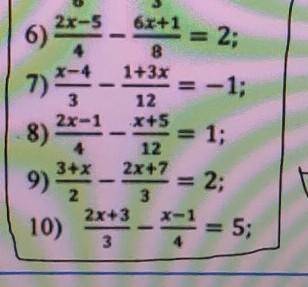 2x-5 6x+1 1) ——— - ——— = 24 8x-4 1+3x2) ——— - ——— = -13 123) 2x-1 x+5——— - ——— = 14 12 3+x 2x+74) ——