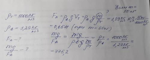Какой величины (приблизительно) архимедова сила действует в воздухе на Сергея? (Принять плотность те