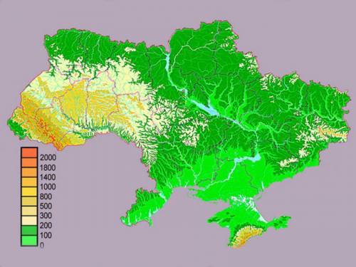 Украина. Рельеф. Описание(+ карта .