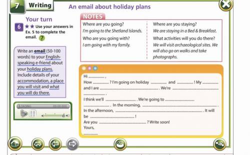 write an email (50-100 words) to your english- speaking e-friend about your holiday plans. include d