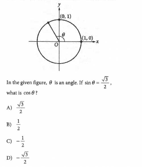 Перевод: Дана фигура, 0 - угол, если sin0 = корень из 3/2, чему равен cos0? Я знаю ответ, но я не оч