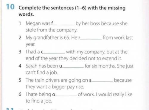 Complete the sentences (1-6) with the missing words​