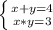 \left \{ {{x+y=4} \atop {x*y=3}} \right.