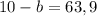 10-b=63,9