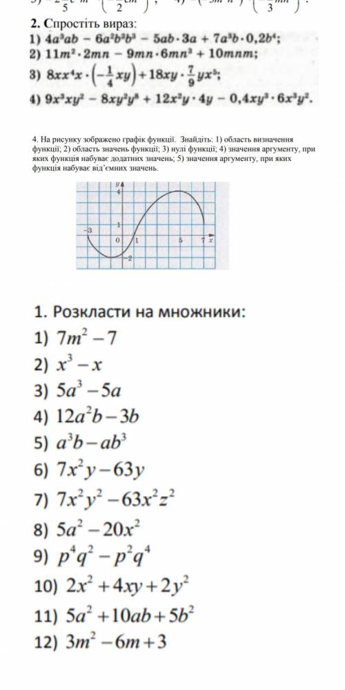 Завдання 4: на рисунку зображено графік функції знайдіть: