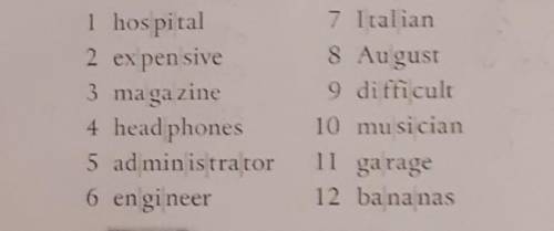 C Underline the stressed syllable.