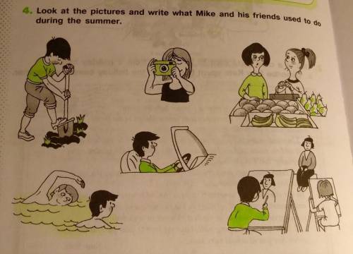 Look at the pictures and write what Mike and his friends used to do during the summer! !