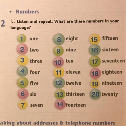 2 Listen and repeat. What are these numbers in your language?