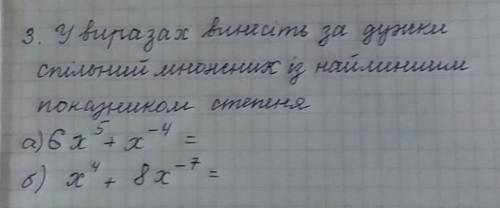 3. У виразах винесіть за душки спільний множник із найменшим показником степеня