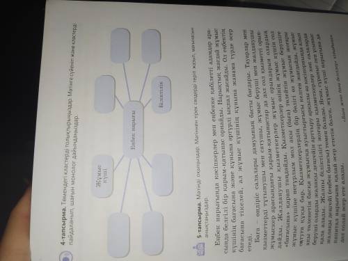 4 тапсырма Төмендегі кластерді толыктырыныздар. Мәтінге сүйеніп және кластерді пайдаланып шағын моно