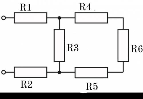 До іть будь ласка обчисліть опір за рисунком якщо R1=R2=2 ОМ R3=R4=R5=5 ОМ R6=8 ОМ R-?