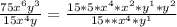 \frac{75x^6y^3}{15x^4y} = \frac{15*5*x^4*x^2*y^1*y^2}{15**x^4*y^1}