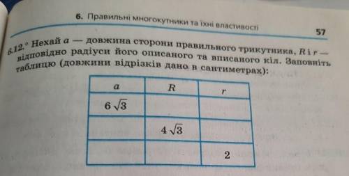 Нехай a - довжина сторони правильного трикутника, R i r - відповідно радіуси його описаного та вписа