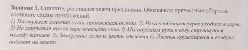 Задание 1. Спишите, расставляя знаки препинания. Обозначьте причастные обороты, составьте схемы пред