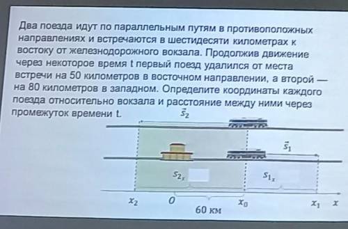 два поезда идут по параллельныс путям в противоположных направленияхи встречаются в 60 км к востоку