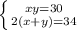 \left \{ {{xy=30} \atop {2(x+y)=34}} \right.