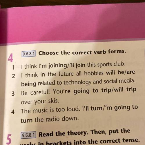 Choose the correct verb forms.